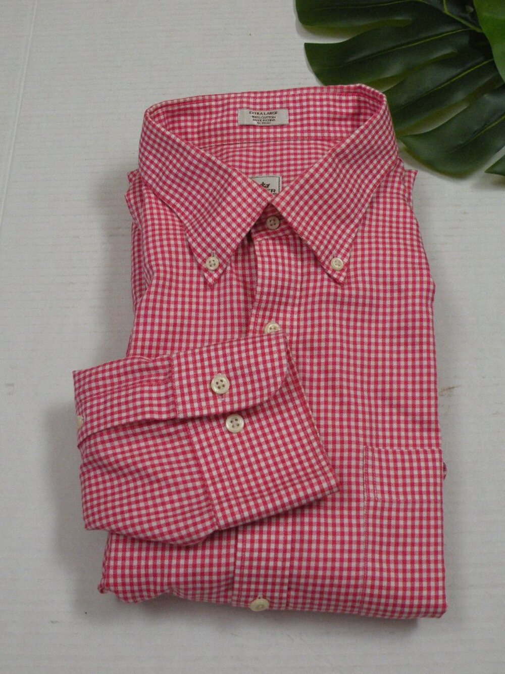 Peter Millar Pink Gingham Cotton Button-Down Shirt XL